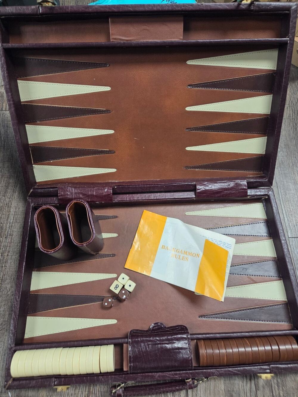 1970s Leather Backgammon Board Travel Game Set Rare Moody Library Decor